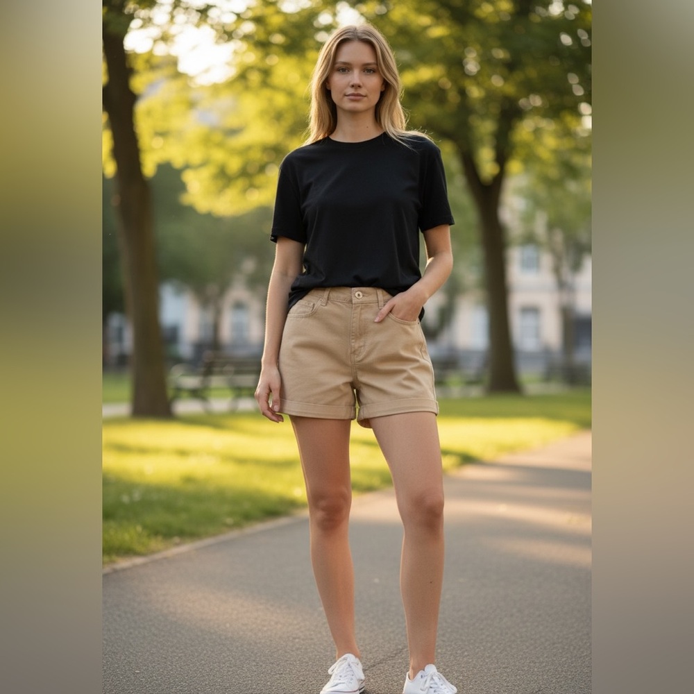 NWT Mom Short size 10 Primark High Waist Khaki/Beige